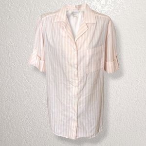 Vintage Pastel Pink and White Stripes Button Down Shirt